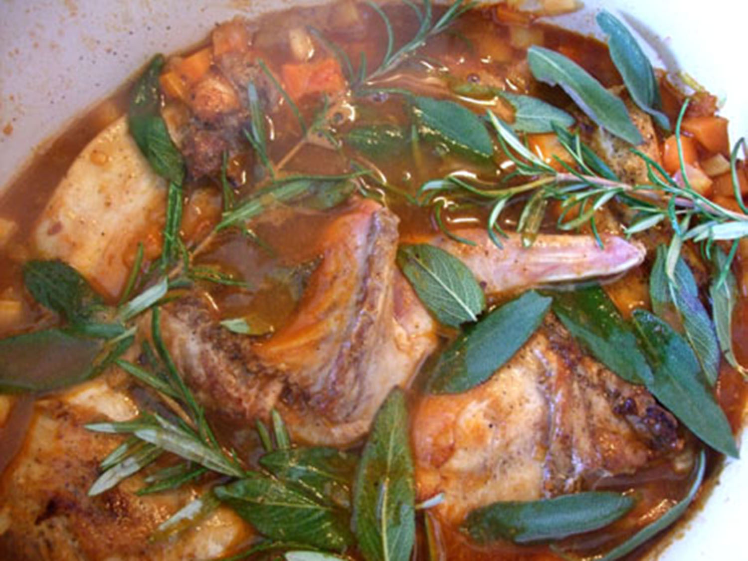 geschmortes kaninchen im backofen